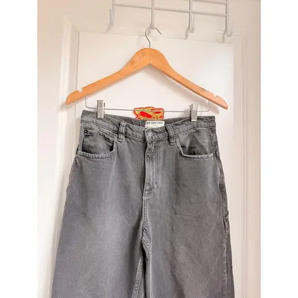 We The Free Tinsley Baggy Mid-Rise Straight Leg Jeans Blow Out Black 27" - Picture 4 of 7